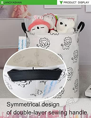 Round Laundry Basket Collapsible Storage Hamper Organizer Lion - Image 3