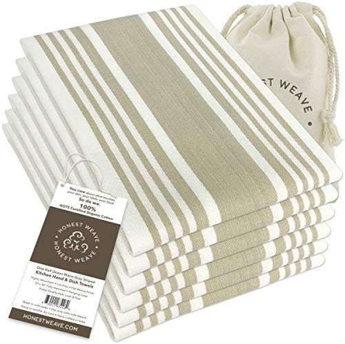 HONEST WEAVE GOTS Certified Organic Cotton Kitchen Hand and Dish Towel Sets by HonestWeave