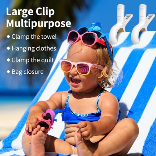 Senbowe 12 Pack Beach Towel Clips, Heavy Duty Plastic Clothes Pins, Windproof - Image 6