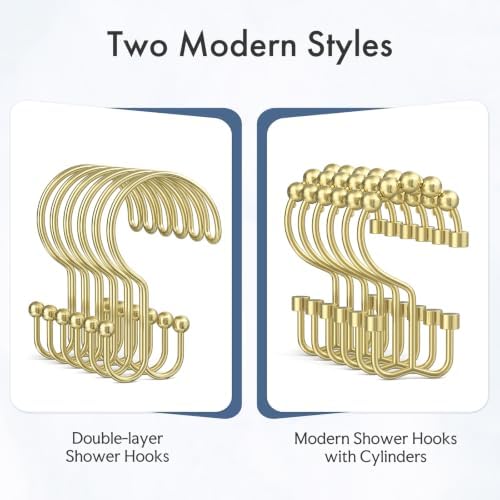 Bathway Gold Shower Curtain Hooks Ring, Rust Proof Metal Shower Hooks - Image 6