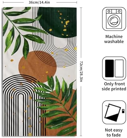 Boho Leaves Hand Towels Mid Century Kitchen Towels 2 Pack Bohemian Fingertip - Image 2