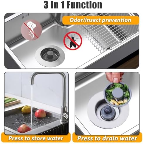 Anlige Kitchen Sink Drain Strainer, 3 in 1 Pop Up Kitchen Sink Stopper - Image 3
