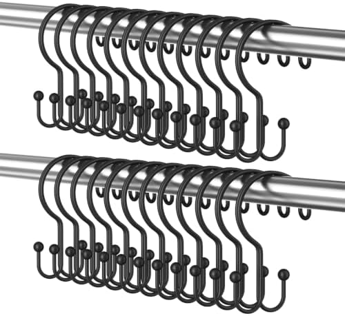 Bathway Black Shower Curtain Hooks Ring, Rust Proof Metal Shower Hooks by Bathway