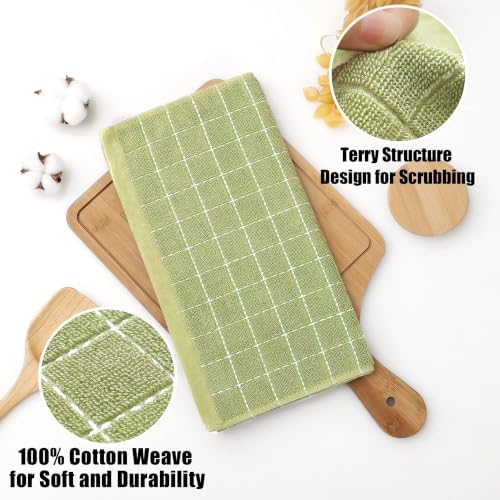 Homaxy 100% Cotton Terry Kitchen Dish Cloths, 8 Pack, Sage Green - Image 2
