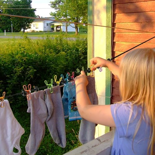 2 Pack Camping Clothesline Portable 12 Clothespins, Dark Blue - Image 5