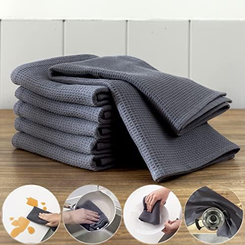QUILTINA Dish Towels Set, 100% Cotton Waffle Weave Kitchen Towels 6 Pack - Image 3
