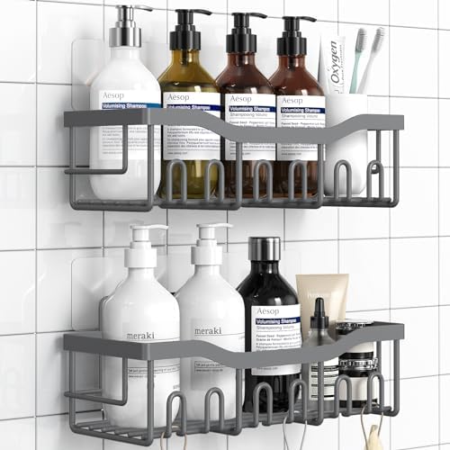 EUDELE Shower Caddy 2 Pack, Adhesive Shower Organizer by EUDELE