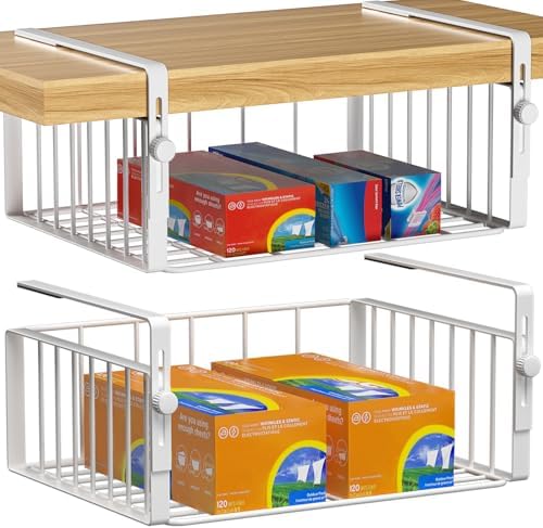 AmonHouseware 2Pack Under Shelf Basket Storage, Adjustable Hanging by AmonHouseware