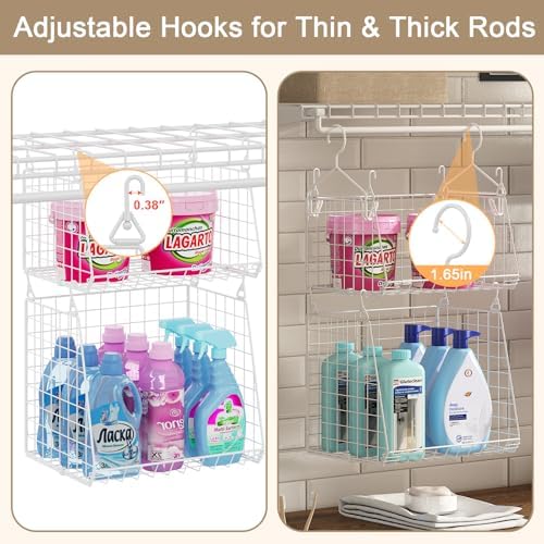 4-Tier Hanging Laundry Room Organizer: Foldable Wire Shelf Basket - Image 2