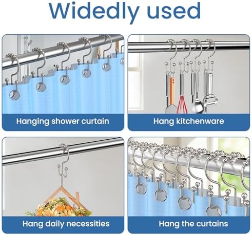Brushed Nickel Shower Curtain Hooks Double Sided - Image 6