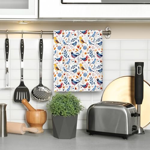 Floral Birds Kitchen Towels Decorative Set of 2 - Image 6