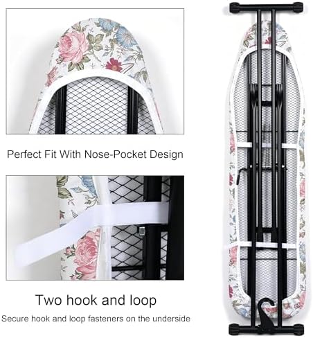 Flowers Ironing Board Cover and Pad 15x54 Inch, 100% Cotton Surface Heavy Duty - Image 3