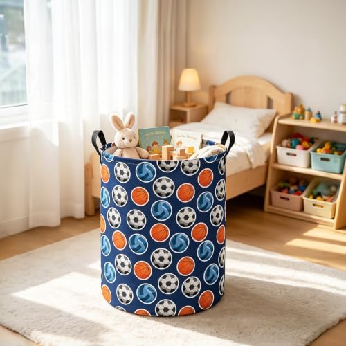 Round Laundry Basket Collapsible Storage Hamper Organizer Ball Sports - Image 6