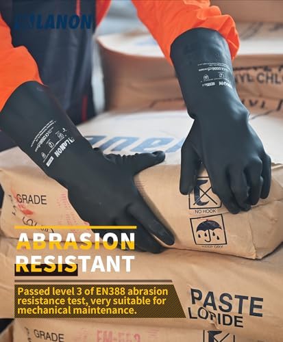 LANON 2 Pair Rubber Chemical Resistant Gloves, Reusable Heavy-duty Safety Work - Image 4