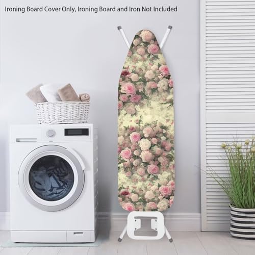 Retro Pink Rose Ironing Board Cover, Stain Resistant Minimalist Aesthetics Iron - Image 4