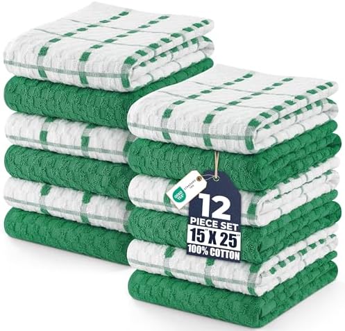 Utopia Towels Kitchen Towels 12 Pack 15x25 Inch Ring Spun Cotton Green by Unknown