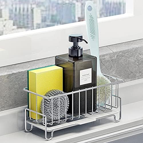 Kitchen Countertop Sponge Holder, SUS 304 Stainless Steel Dish SoapOrganizer by MINGFANITY
