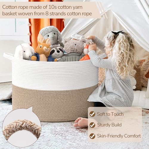 INDRESSME 115L Extra Large Woven Rope Blanket Basket Living Room LightBrown - Image 3