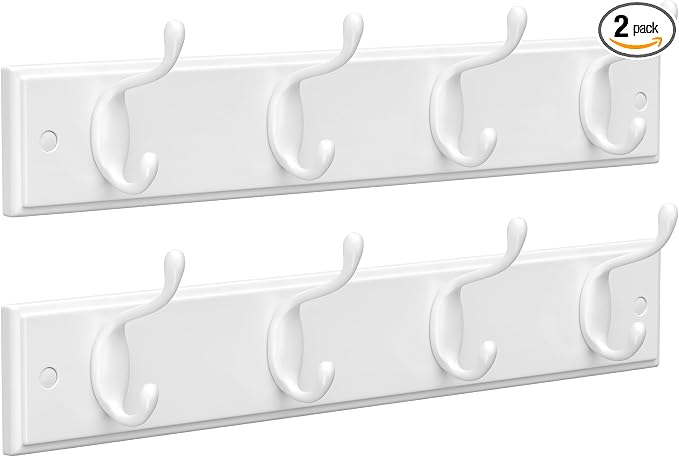 SONGMICS Wall-Mounted Coat Rack, Hook Rack, 8 Dual Metal Hooks, in the Entryway by Unknown