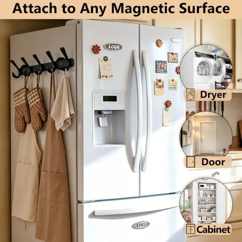 ULIBERMAGNET Strong Magnetic Double Hooks Rack, Heavy Duty Coat Magnetic Rack - Image 4