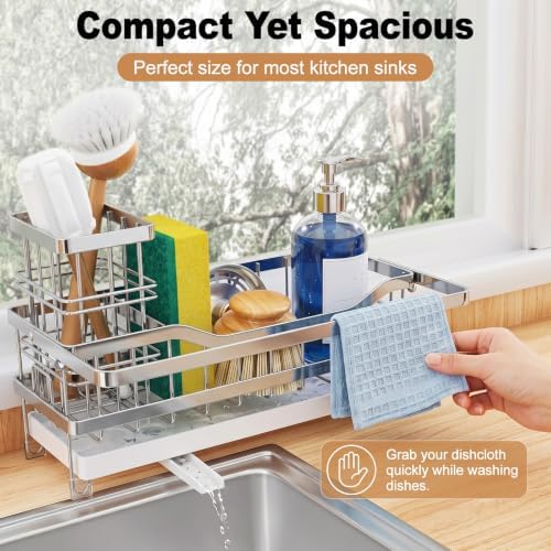 Sponge Holder for Kitchen Sink, Self-draining Sink Caddy - Image 6