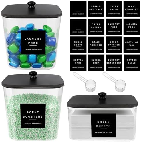 POLRAI 3 Pack Laundry Pod Containers and Dryer Sheet Holder by POLRAI