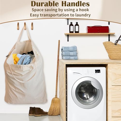 Cotton Canvas Laundry Bag with Handles & Drawstring, XL 33"Wx 35"H - Image 6