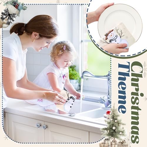 Mindsoft 36 Pcs Christmas Reusable Paper Towels Rolls Washable Bulk Winter - Image 4