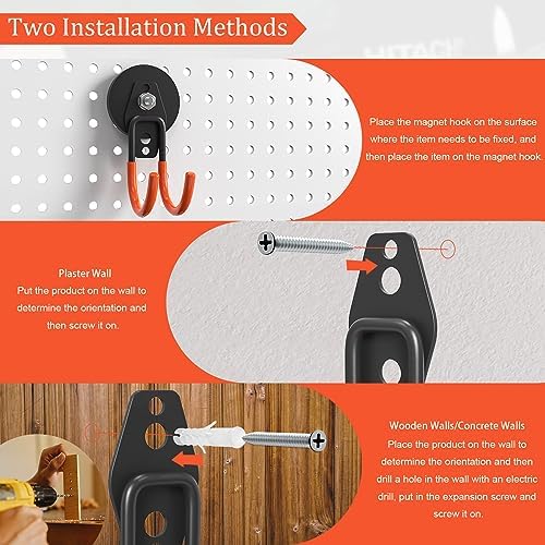 Heavy Duty Magnetic Garage Hooks, 4 Pack 2.59 Inch Large Neodymium Magnet Hooks - Image 4