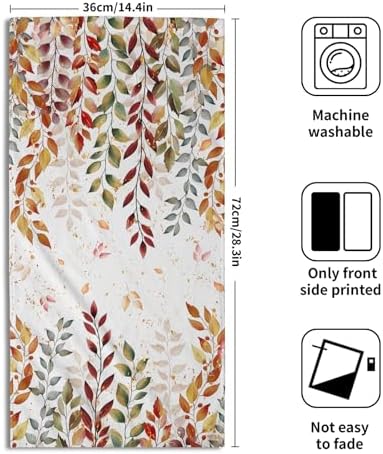 Fall Colorful Leaves Kitchen Tea Dish Towels 2 Pack Watercolor Eucalyptus Leaf - Image 2