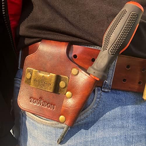 TOURBON Leather Tape Measure Holster Belt Tool Loop - Image 6