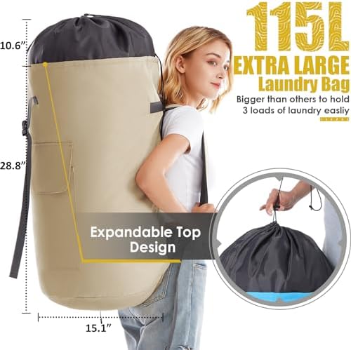 Backpack Laundry Bag, 115L Heavy Duty Extra Large College Laundry Backpack - Image 3