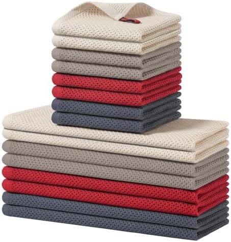 Homaxy 16 Pack 100% Cotton Kitchen Towels and Dishcloths Set, Mixed Color by Homaxy