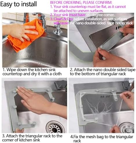 Kitchen Sink Triangle Tri-Holder Filter, Kitchen Sink Strainer, Sink Drain - Image 3