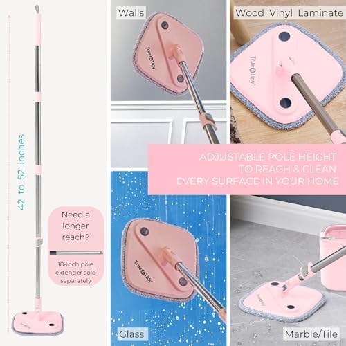 True & Tidy Square Spin Mop & Bucket System w/Machine Washable Pads - Image 4