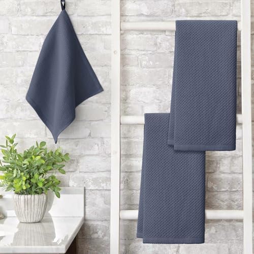 Artoid Mode 100% Cotton Dark Grey Waffle Weave Kitchen Dish Cloths, 13x28 Inch - Image 3