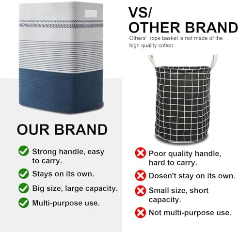 80L Large Cotton Rope Laundry Basket - Image 5