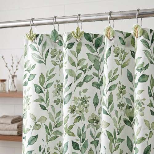 Sage Green Leaf Shower Curtain Hooks 12PCS Resin Decor - Image 6