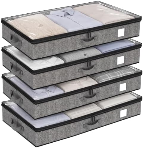 Under Bed Storage Containers 4 Pack Reinforced Underbed Organizer Box by Fixwal