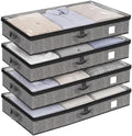 Under Bed Storage Containers 4 Pack Reinforced Underbed Organizer Box by Fixwal