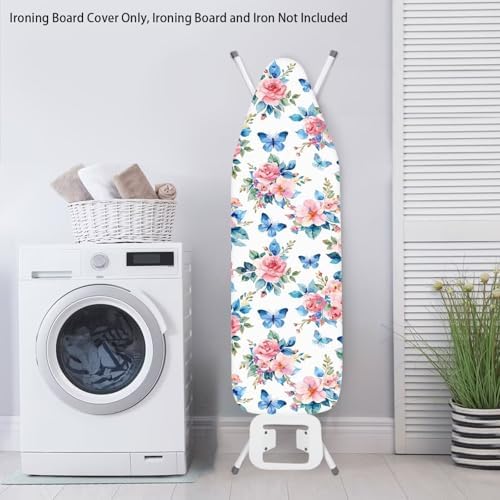 Blue Butterfly Floral Folding Tabletop Ironing Board Cover Standard Size Scorch - Image 3