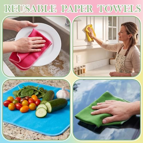 36 Pack Reusable Paper Towels Roll Cleaning Cloth - Image 5