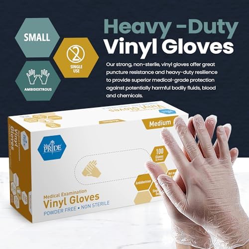 MED PRIDE Vinyl Medical Exam Gloves, Powder & Latex-Free - Image 2