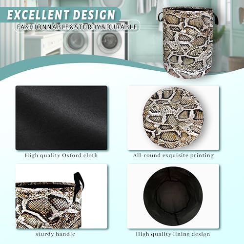 Snake Printed Laundry Basket Oxford Cloth Foldable Hamper 18.9x16.5 Inch - Image 4