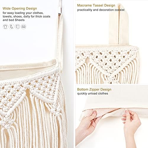 Mkono Macrame Hanging Laundry Hamper - Image 3