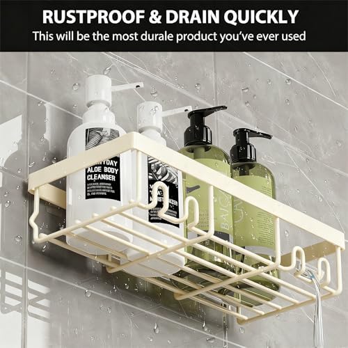 Moforoco Shower Caddy Shelf Organizer Rack, Self Adhesive Black Bathroom - Image 4