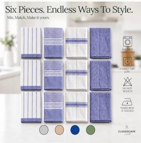 Cloud Scape Pack of 12 Kitchen Towels, Absorbent & Oversized - Image 4