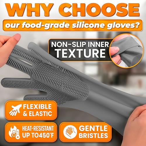 Cat and Dog Washing Gloves, 1 Pair, 11.6 in, Soft Silicone - Image 3