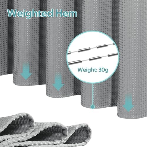 Vipfree 3 in 1 Shower Curtain Set, Waffle Shower Curtain and Liner Set - Image 5