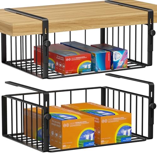 AmonHouseware 2Pack Under Shelf Basket Storage, Adjustable Hanging by AmonHouseware
